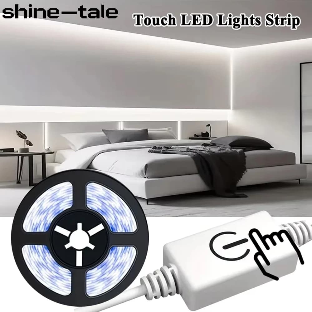 Striscia LED 2835 con Interruttore Touch Dimmerabile USB DC 5V, Nastro LED Flessibile Fai-da-Te per Retroilluminazione Specchio, Decorazione Natalizia per Armadi e Stanze