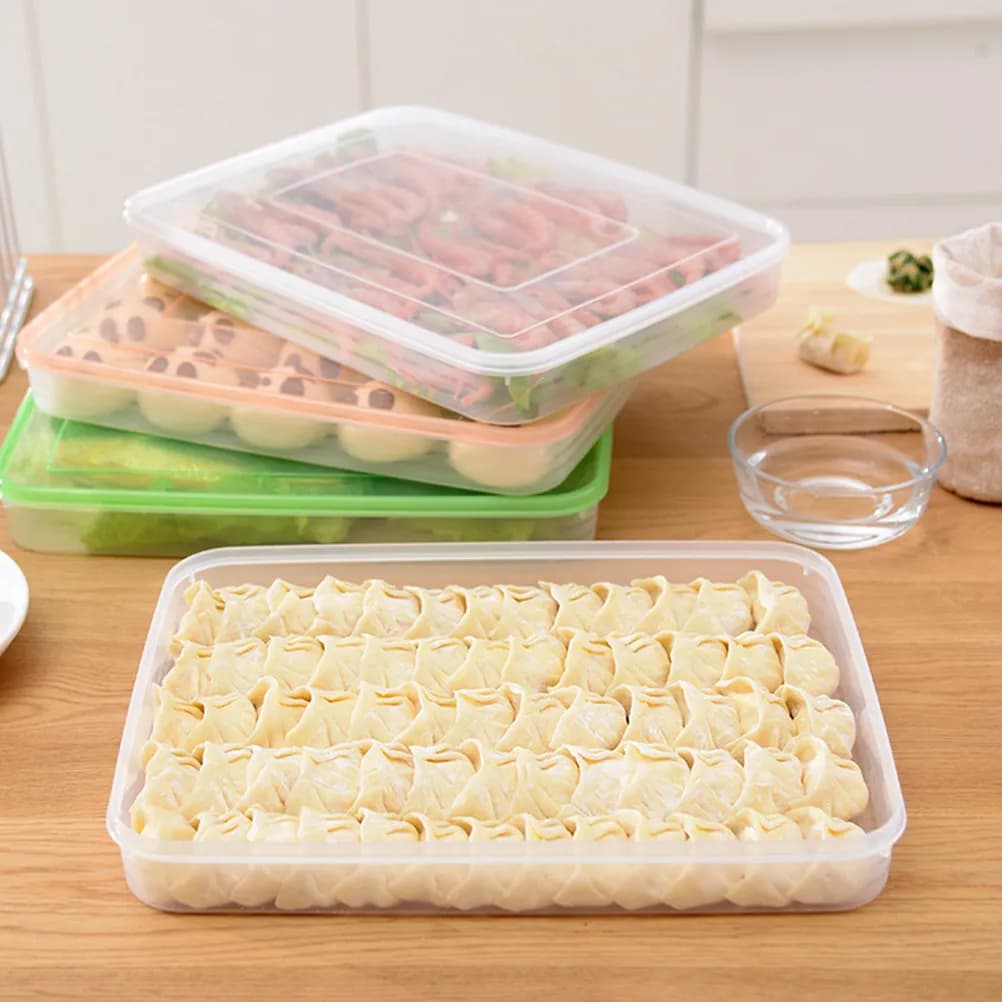 Contenitore per Alimenti in Plastica Trasparente Extra Large, Scatola Riutilizzabile per Ravioli e Panini, Contenitore per Preparazione Pasti con Coperchio, Conservazione Alimenti in Frigorifero