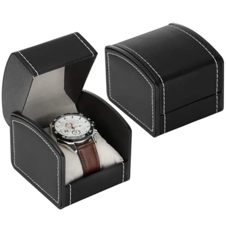 Luxury Single Watch Gift Box with Removable Pillow, PU Leather Single Watch Case Wristwatch Jewelry Storage Display Holder Case