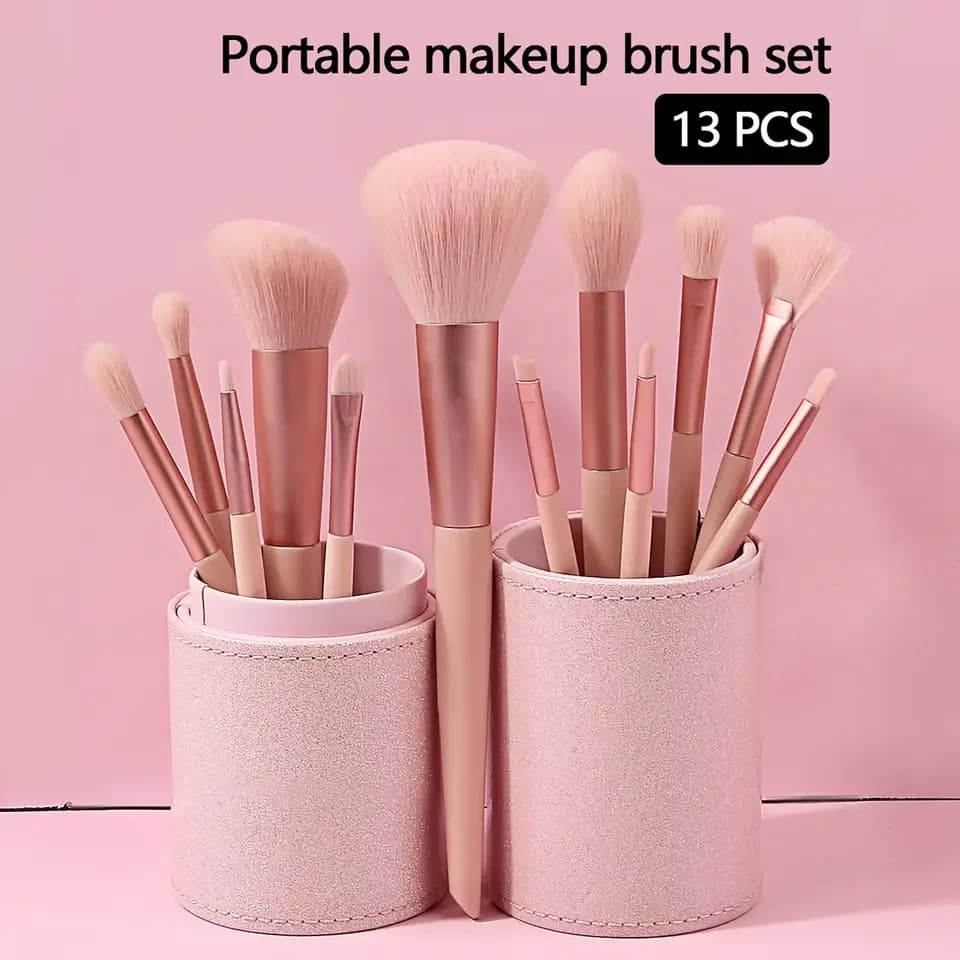 Set di pennelli per il trucco da 13 pezzi per cipria, fondotinta, fard, contouring, ombretto e sopracciglia – Strumenti di bellezza
