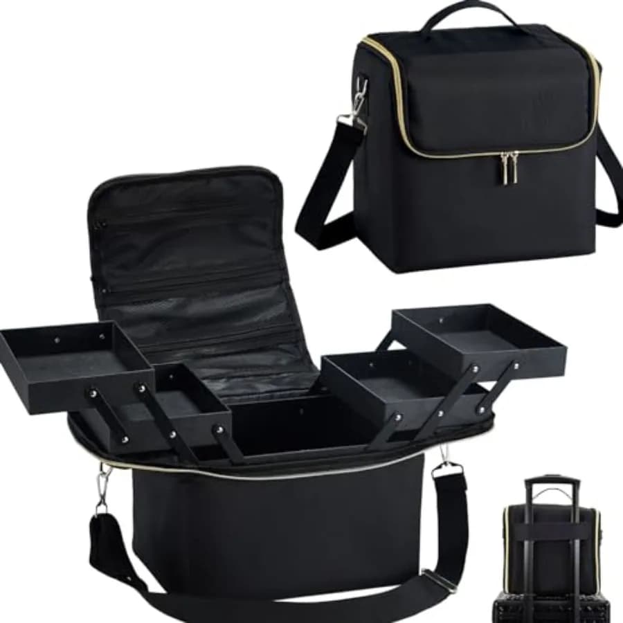 Valigetta da Viaggio per Trucco Yueieoun, Grande Borsa Organizer per Cosmetici, Contenitore Professionale a 4 Livelli per Estetiste