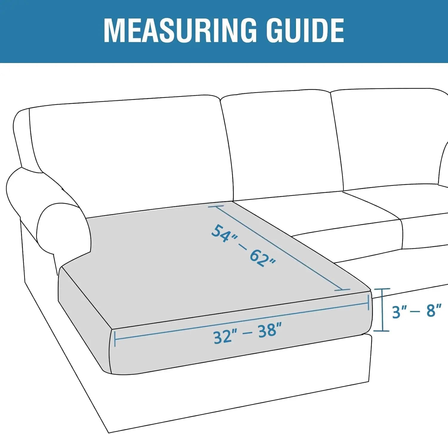 Elasticized Velvet Cover for L Sofas, Suitable for both Left and Right Side