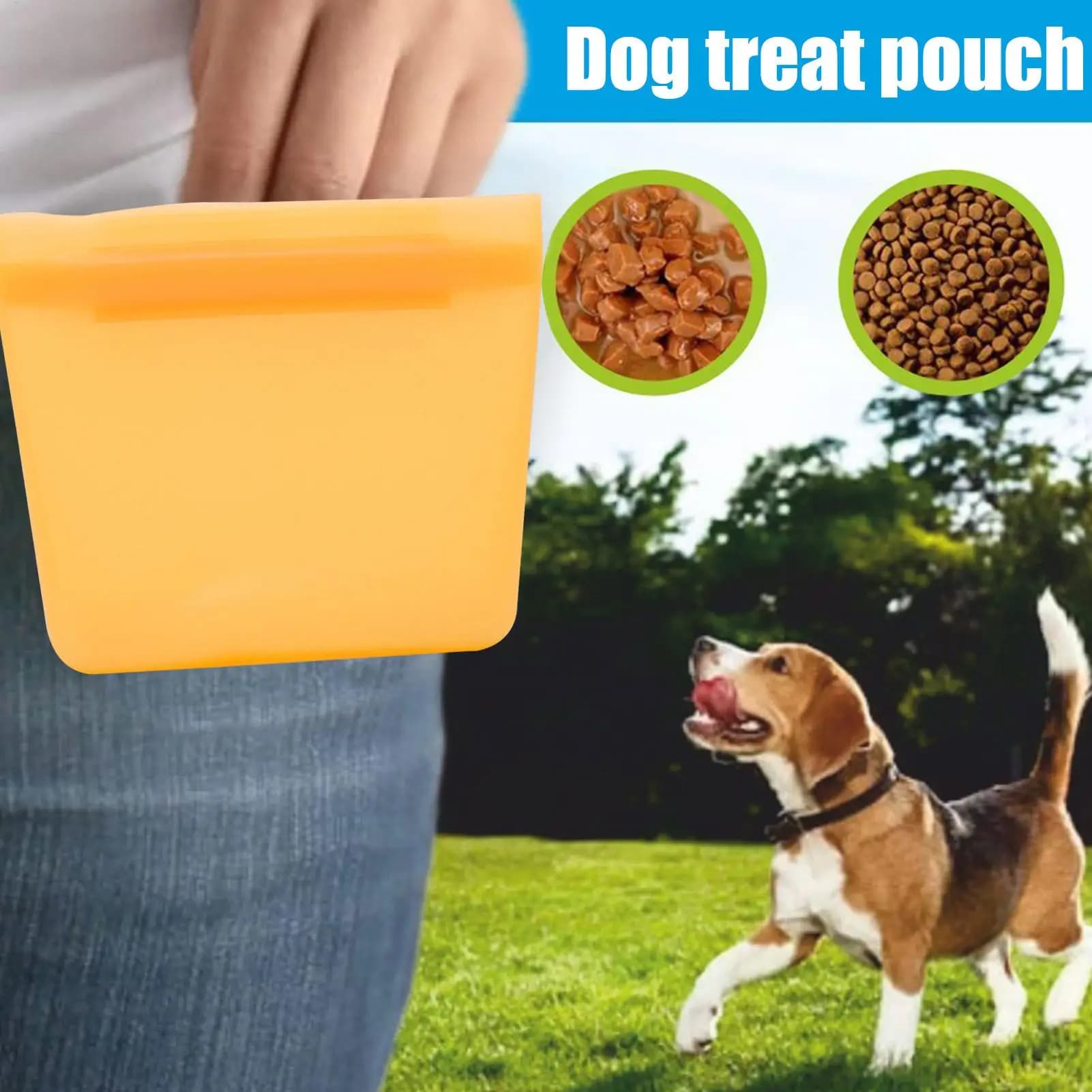 Borsa porta-premi in silicone per cani, sacchetto sigillabile per addestramento, borsa porta-premi per cani, gatti e animali domestici, per passeggiate con il guinzaglio