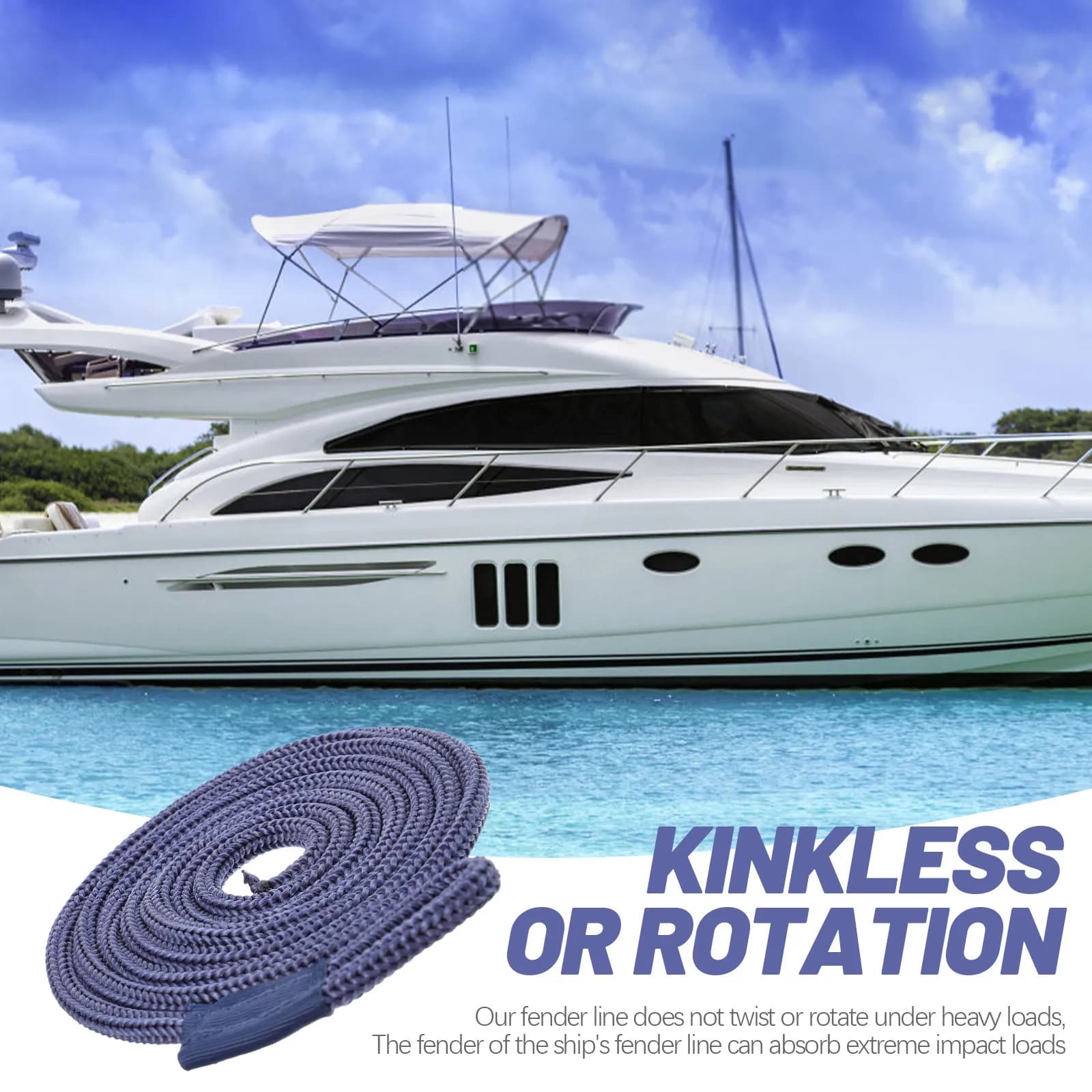 Corda Marina Resistente per Forniture Nautiche, Accessorio per Prua di Yacht, Corda Regolabile in PP Robusto per Navi