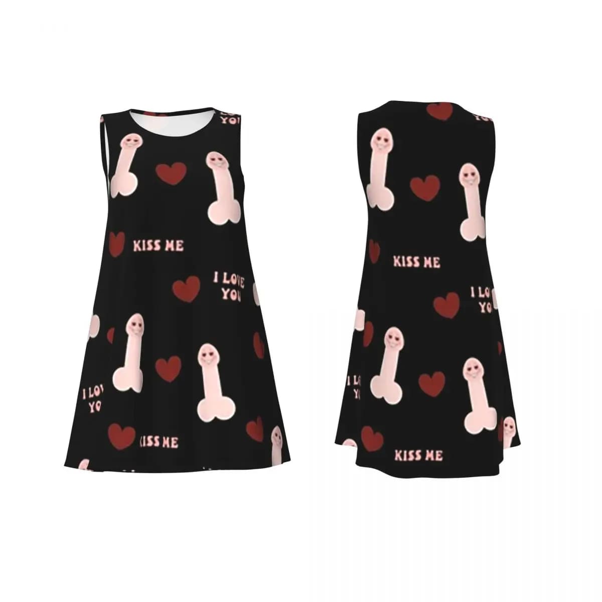 Penis Art Summer Abito da donna a maniche corte, elegante, senza maniche, con scollo rotondo, vestiti larghi per il fine settimana e le vacanze