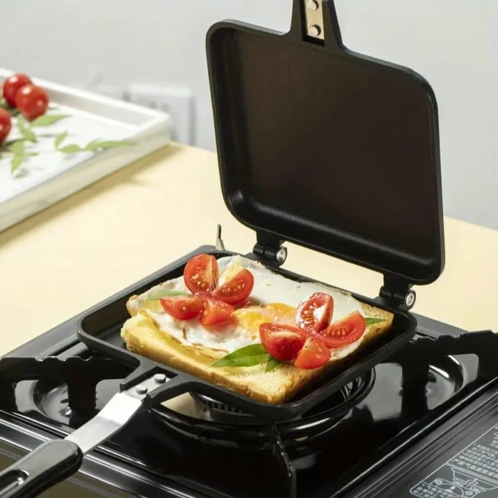 Piastra per Sandwich Antiaderente CooKware, Padella per Toast a Doppio Lato in Lega di Alluminio, Padella per Omelette Staccabile per Esterni