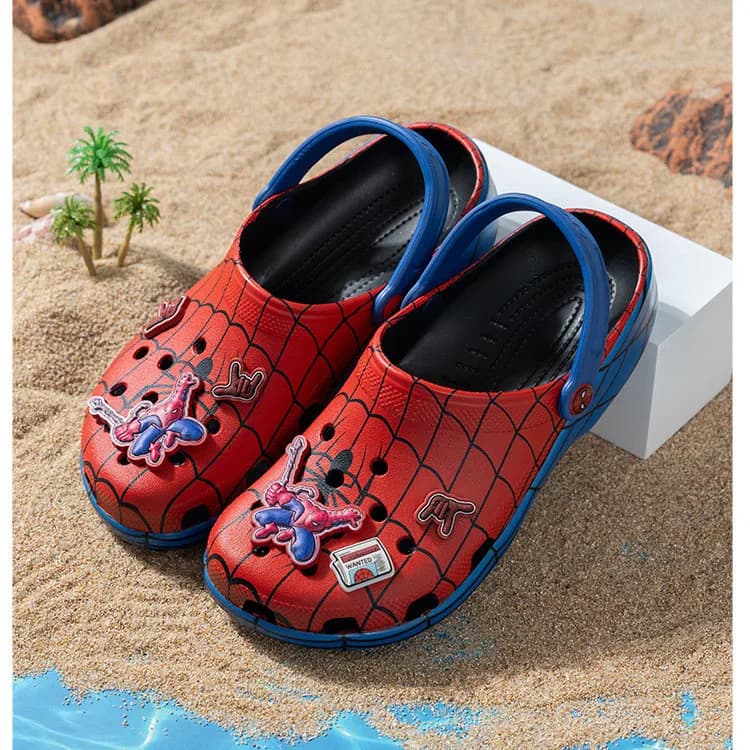 Sandali stile Spider-Man rosso, ciabatte da esterno alla moda