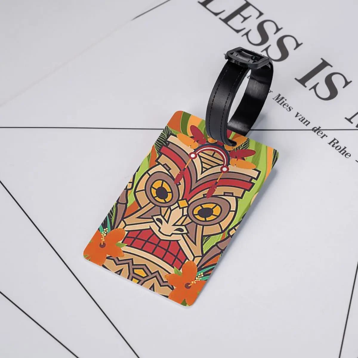 Etichette per Bagagli con Totem Etnici Indiani Tiki, Accessori per Valigie, Etichette per Bagagli da Viaggio, Porta Etichette con Nome e Indirizzo