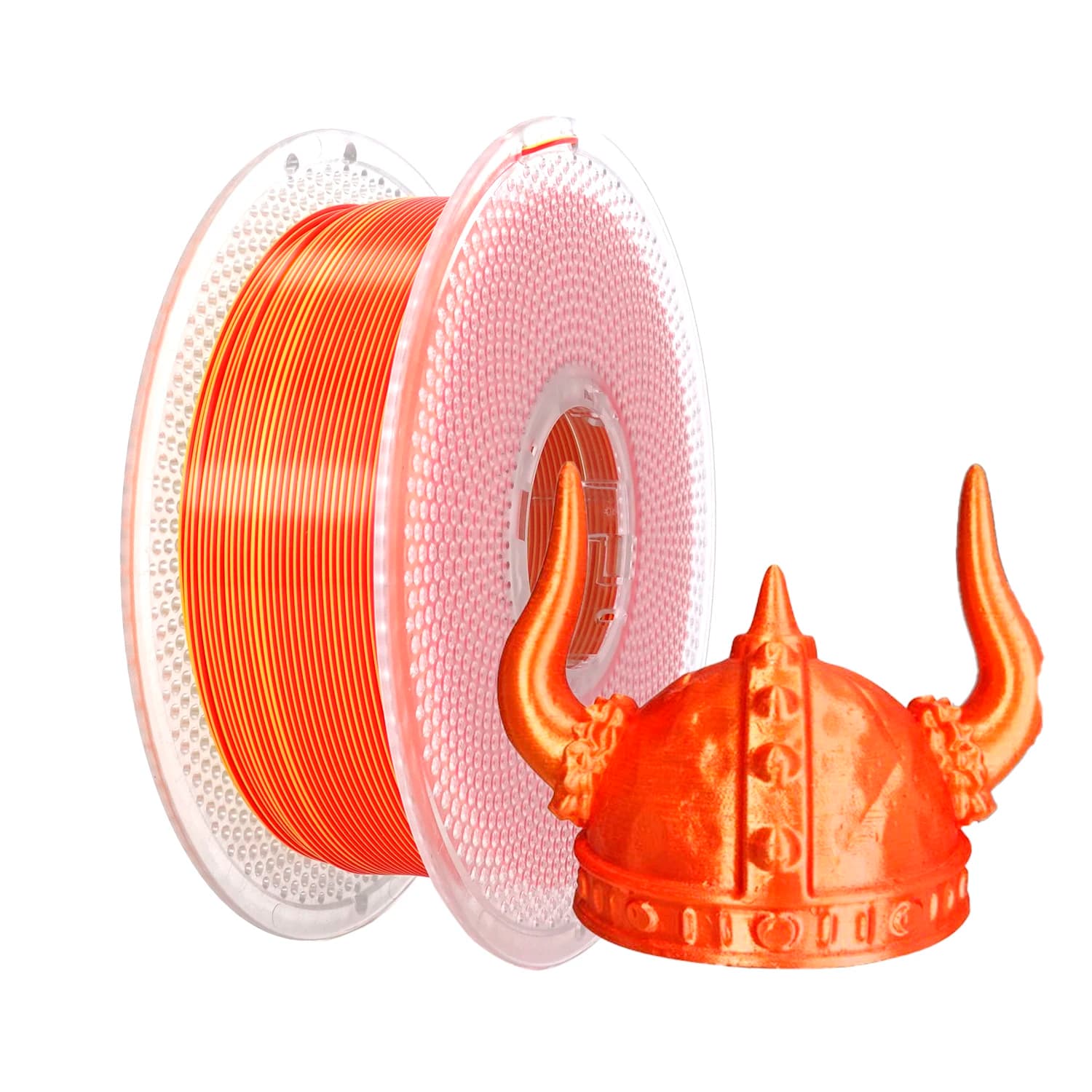 Filamento PLA Seta Oro Rosso Arancione 1KG 1.75mm, Filamento Bicolore Seta, Coestrusione Dicroica Effetto Metallico Lucido Consumabile 1kg