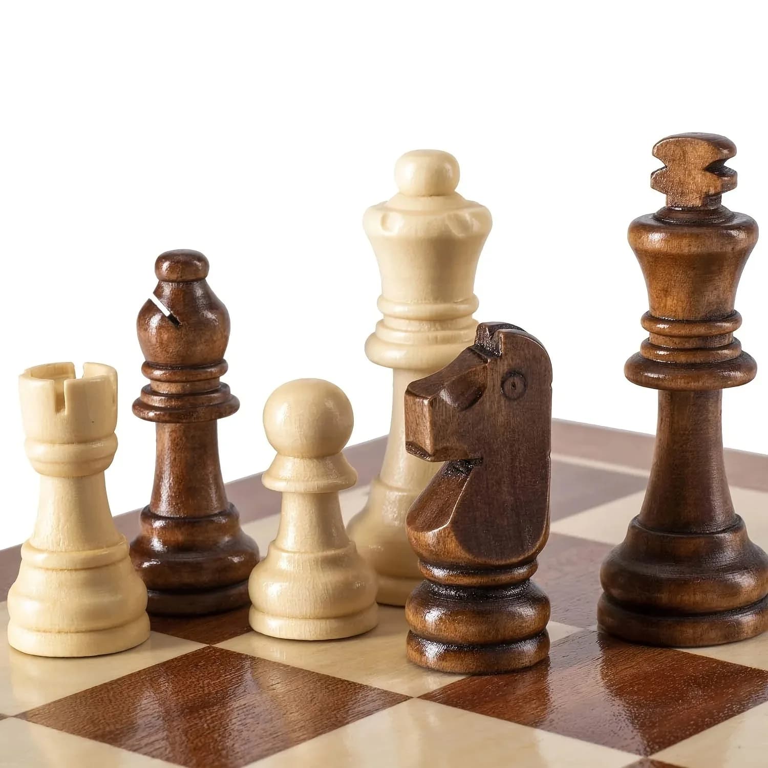32pcs/set Wooden Chess Standard Tournamen Staunton Wood Chessmen 8cm King Height，Chess Pieces No Board