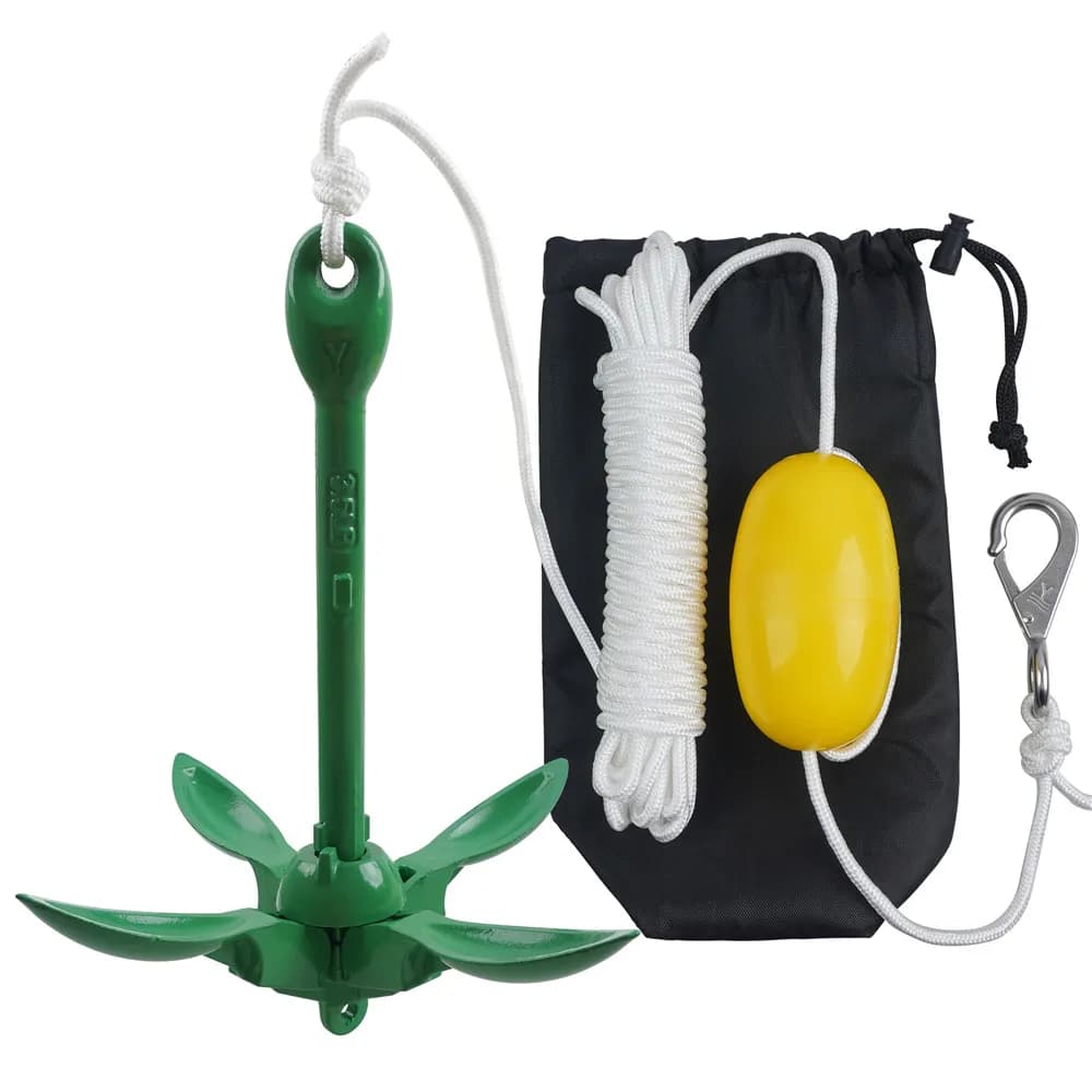 Ancora da 1.5kg per Kayak e moto d'acqua con corda galleggiante da 13M per tavola da Paddle accessori per canoa Kit di ancoraggio per barche ancoraggio a vite pieghevole