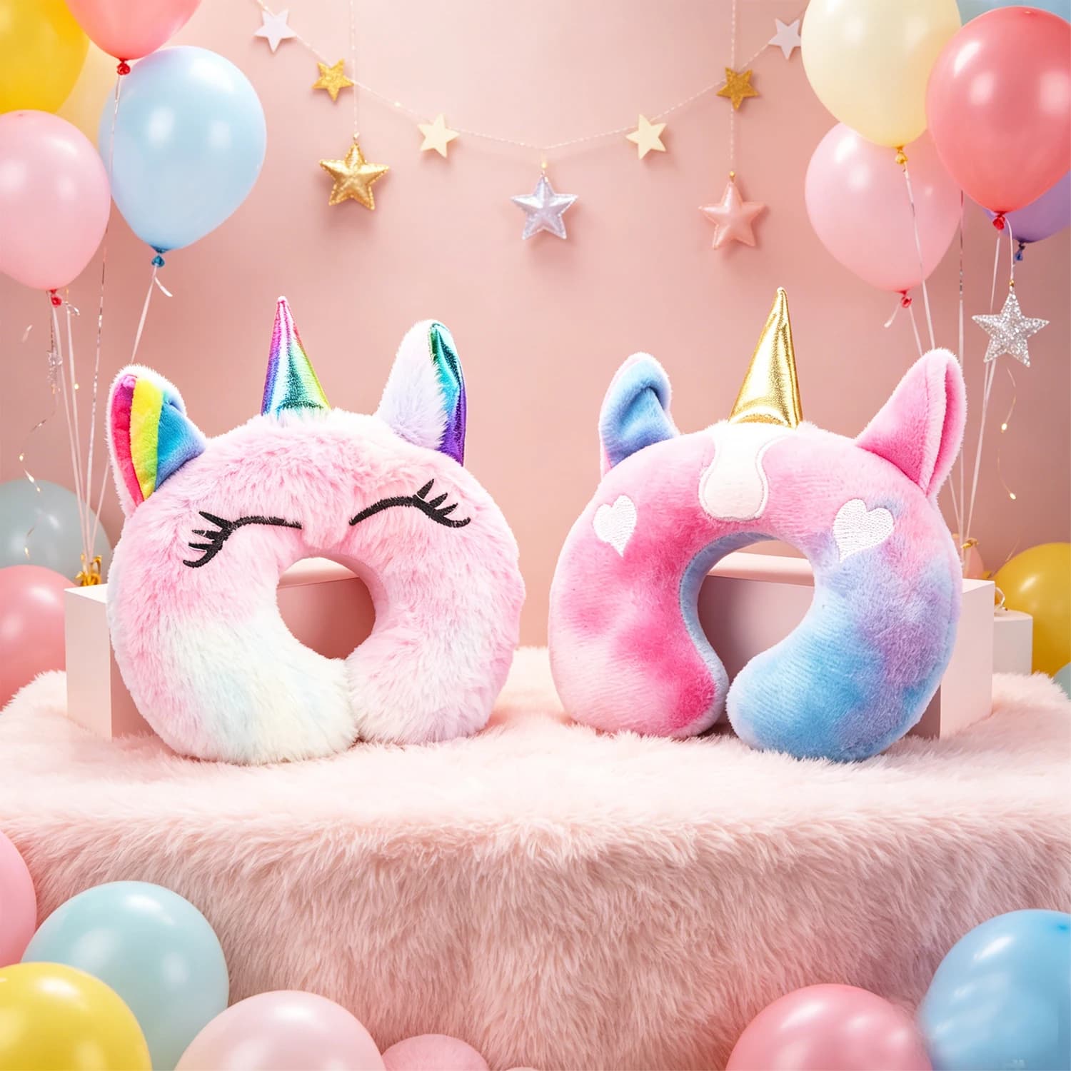 Cuscini da Collo a Forma di Unicorno, Cuscini da Viaggio a U in Peluche per Bambole Americane da 18 Pollici e Bambole Reborn da 43 cm, Giocattoli per Bambine