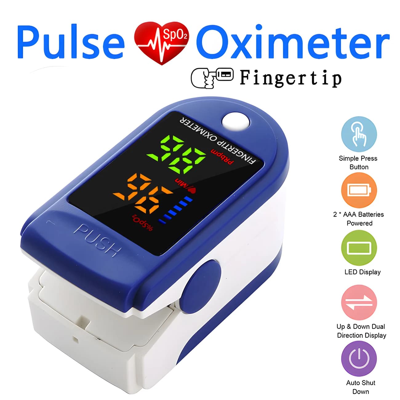 Pulse oximeter finger clip Digital display SpO2 Cardiofrequencymeter Portable blood oxygen saturation meter