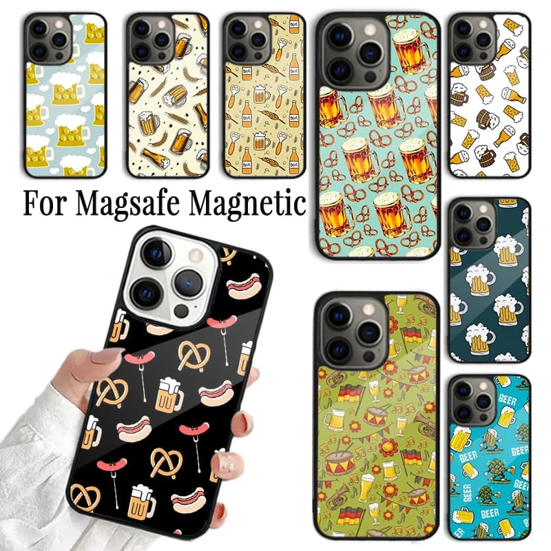 Cover per telefono divertente a forma di boccale da birra per iPhone 17 16 15 14 13 12 11 Pro Max Plus magnetica compatibile con MagSafe