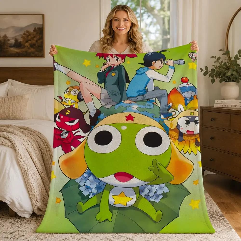 Animation K-Keroro Gunso Throw Blankets Soft Warm Flannel Blanket Bedding for Bed Living room Home Sofa