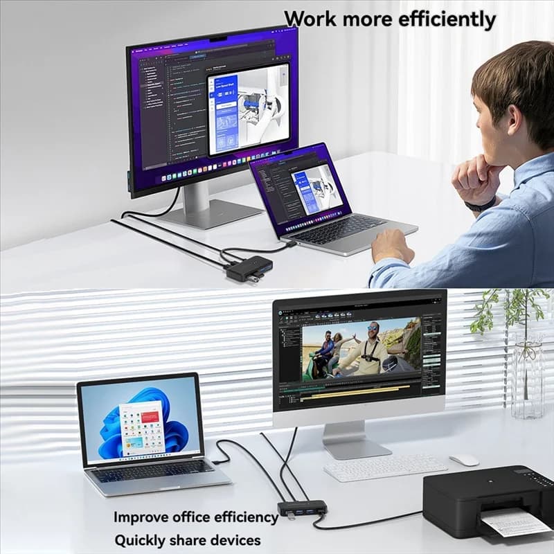 Classic-USB 3.0 KVM Switcher Selettore KVM Hub Docking Station 2 Computer Condividi Stampante Tastiera Laptop PC Accessori desktop