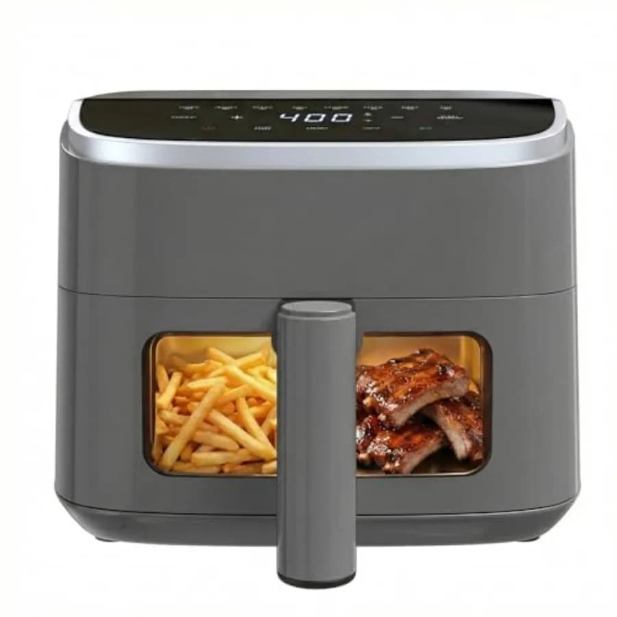 Friggitrice ad Aria da 4 Litri con Finestra, Friggitrice Digitale da 1500W con 8 Programmi Preimpostati, Timer 60 Minuti, Temperatura Massima 400°C ° F, Spegnimento automatico e rivestimento antiaderente