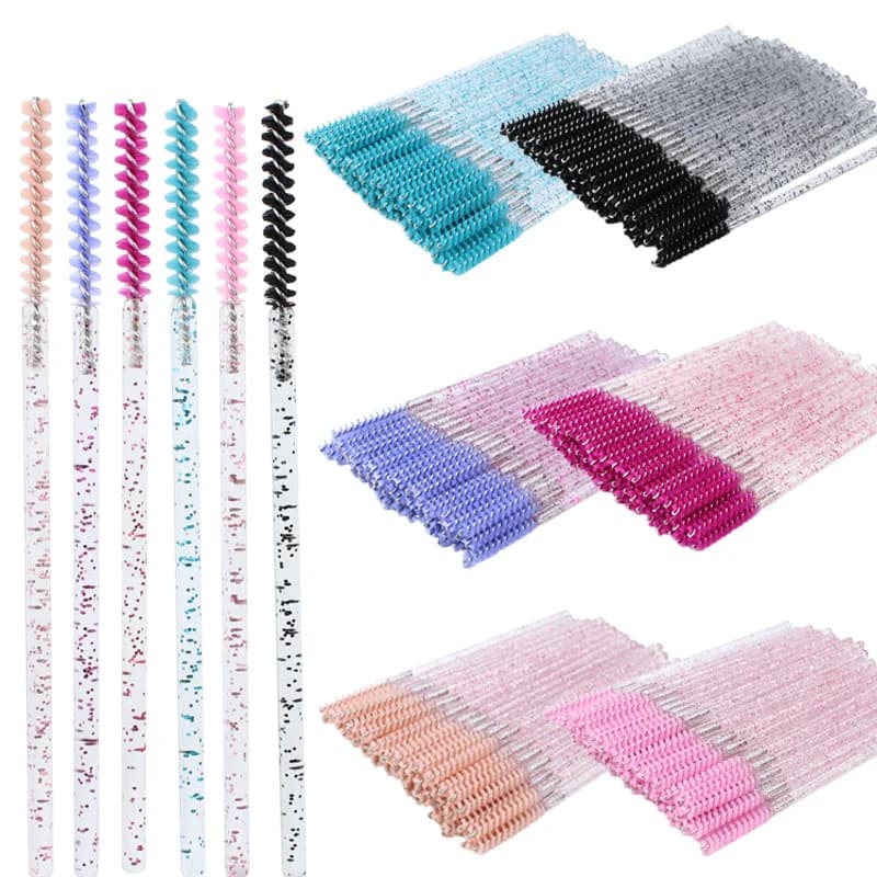50 pcs. Disposable Slips for Mascara, Mini Crystal Brushes for Eyelashes, Micro Brushes for Extension Eyelashes, Mini Brushes for Eyelashes