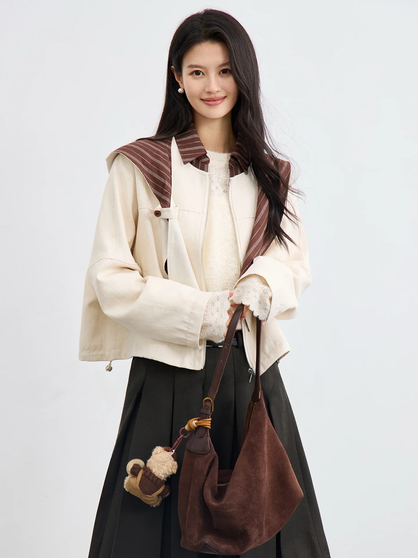 Vanxi Short Loose Casual Color Block Hooded Jacket Women's Spring New Style Comfortable Polyester Cotton Linen Blend Coat