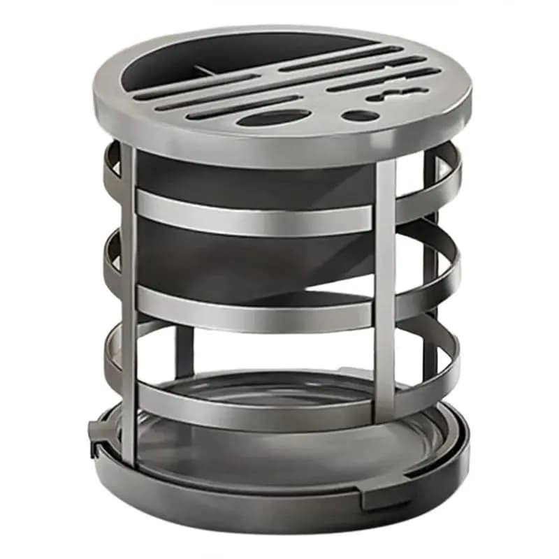GYTB-360 ° Portacoltelli Girevole in Acciaio Inox, Supporto Multifunzionale per Coltelli da Cucina, Blocco per Posate con Inserti