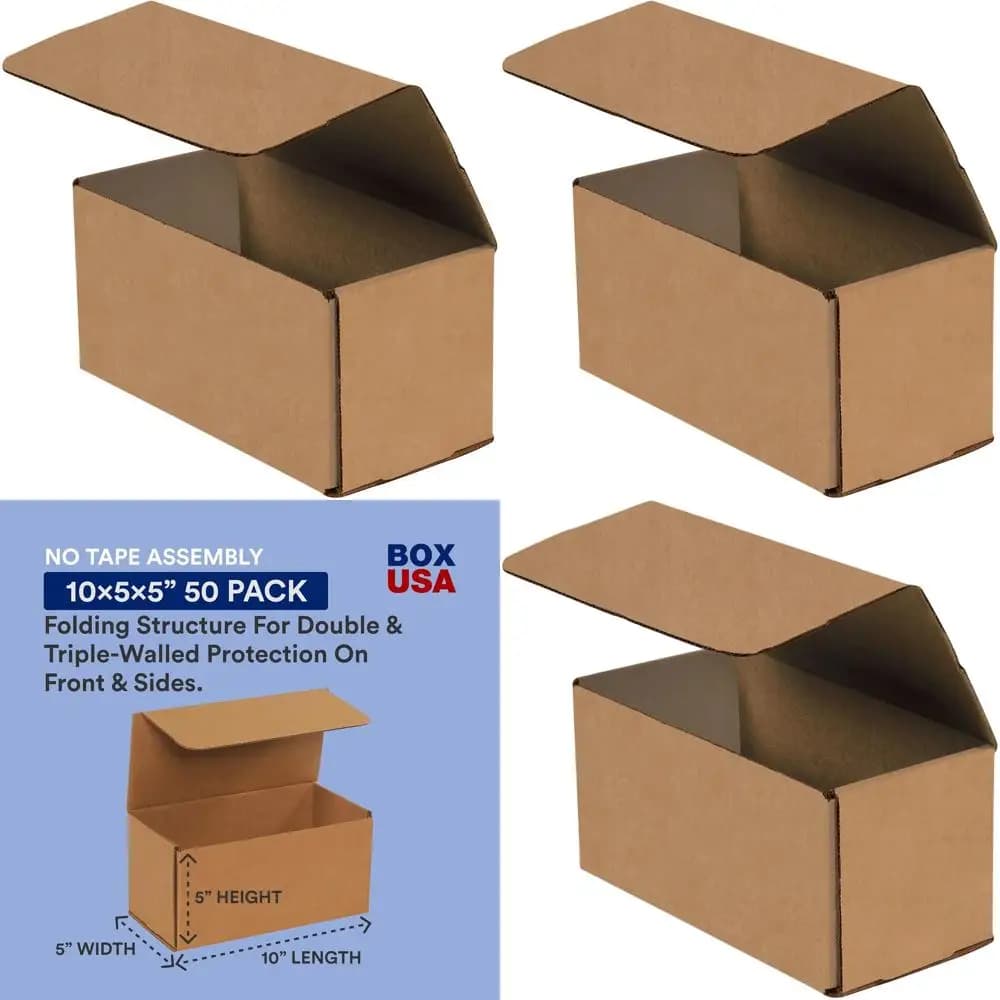 50 Pieces Corrugated Cardboard Boxes, 10x5x5 Inches, for Packing, Translocation and Storage