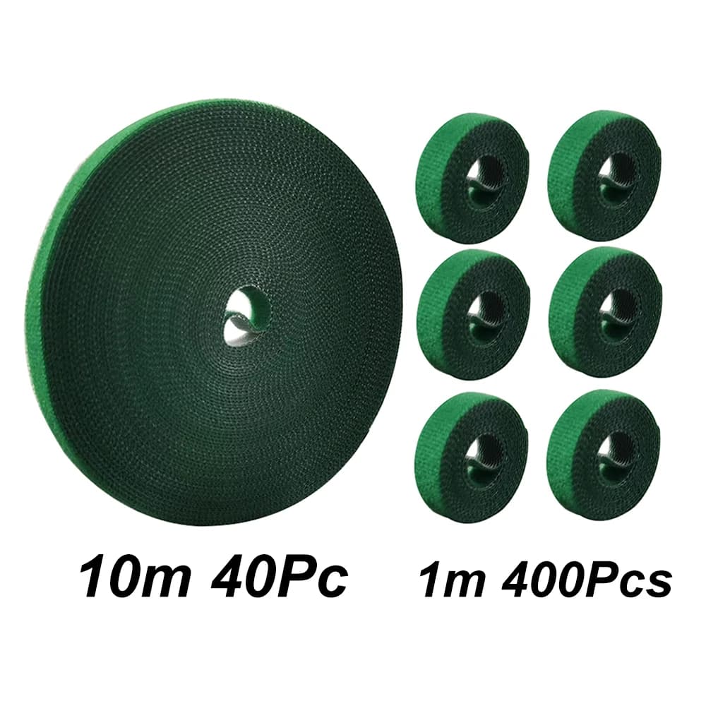40Pc 10m / 400Pc 1m Nastro da giardino Fascetta per cavi in nylon Piante Fiori in crescita Arrampicata Riutilizzabile Supporto per piante Chiusura con gancio e anello