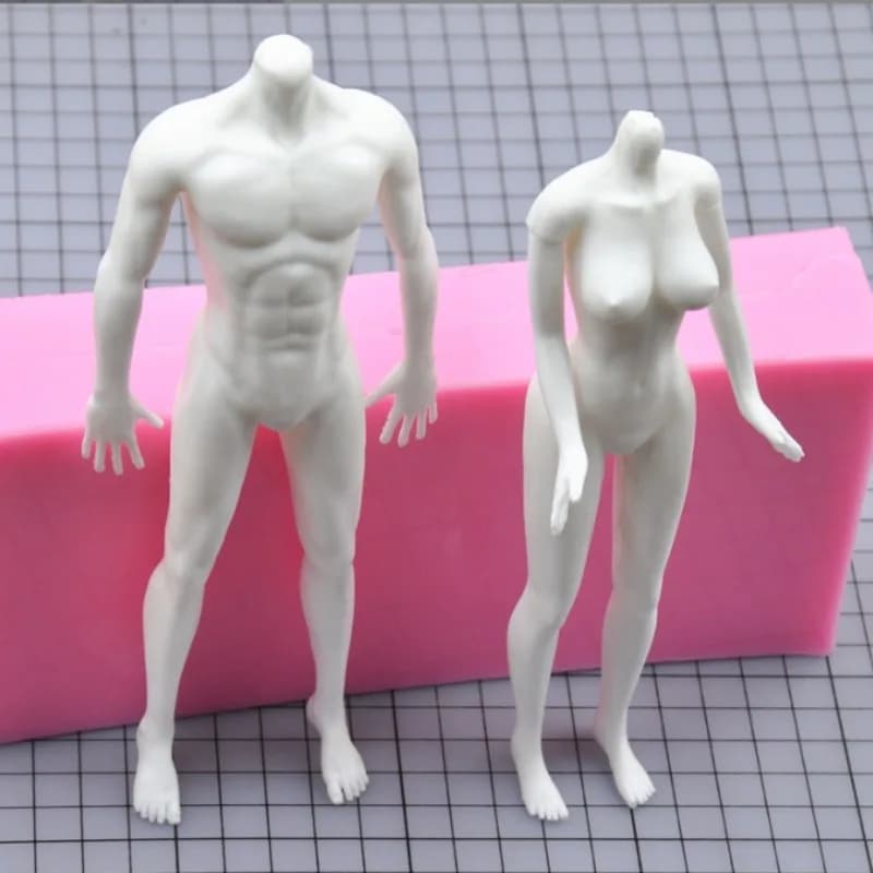 Stampi a forma di corpo per bambola 3D in argilla polimerica Stampi in silicone per corpo maschile femminile in argilla Figure Stampo in polimero Stampi in resina per bambola per il viso