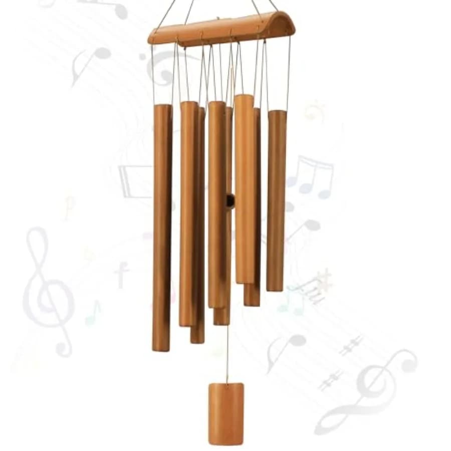 Bamboo Wind Chimes, Memorial Sympathy Wood Wind Chimes Wooden Windchimes for Outdoors with Natural Sounds, Indoor Decorations f
