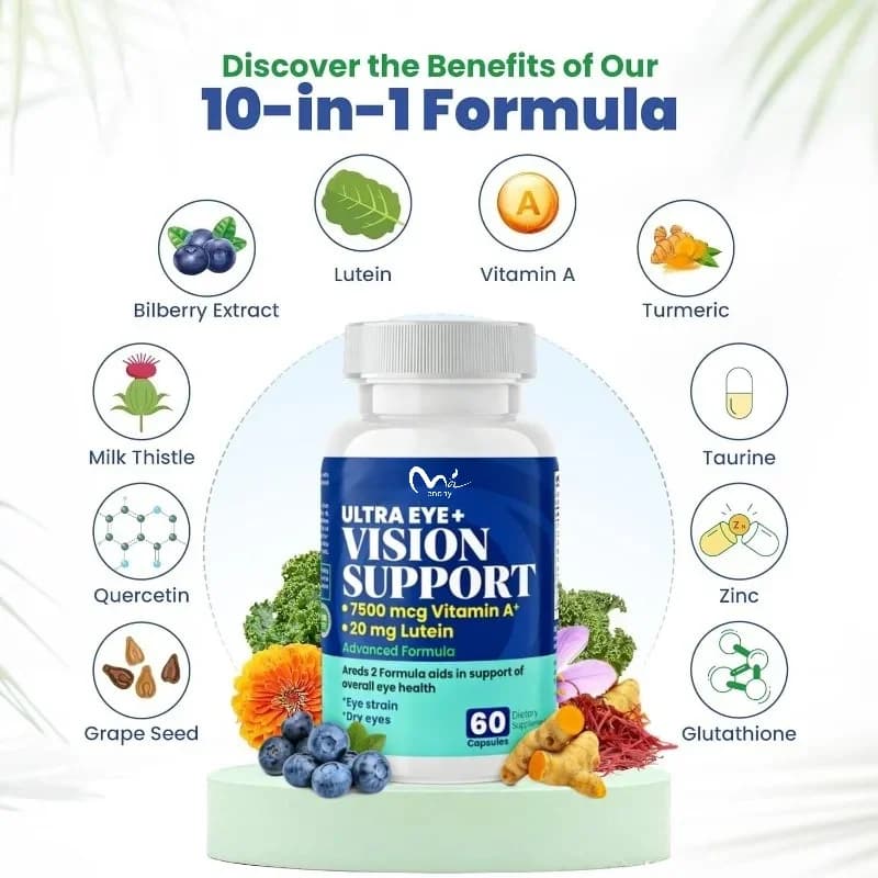 Eye Vitamins Promote Macular Health | Lutein, Zinc, Vitamin A, and Cranberry Supplements -60 Capsules