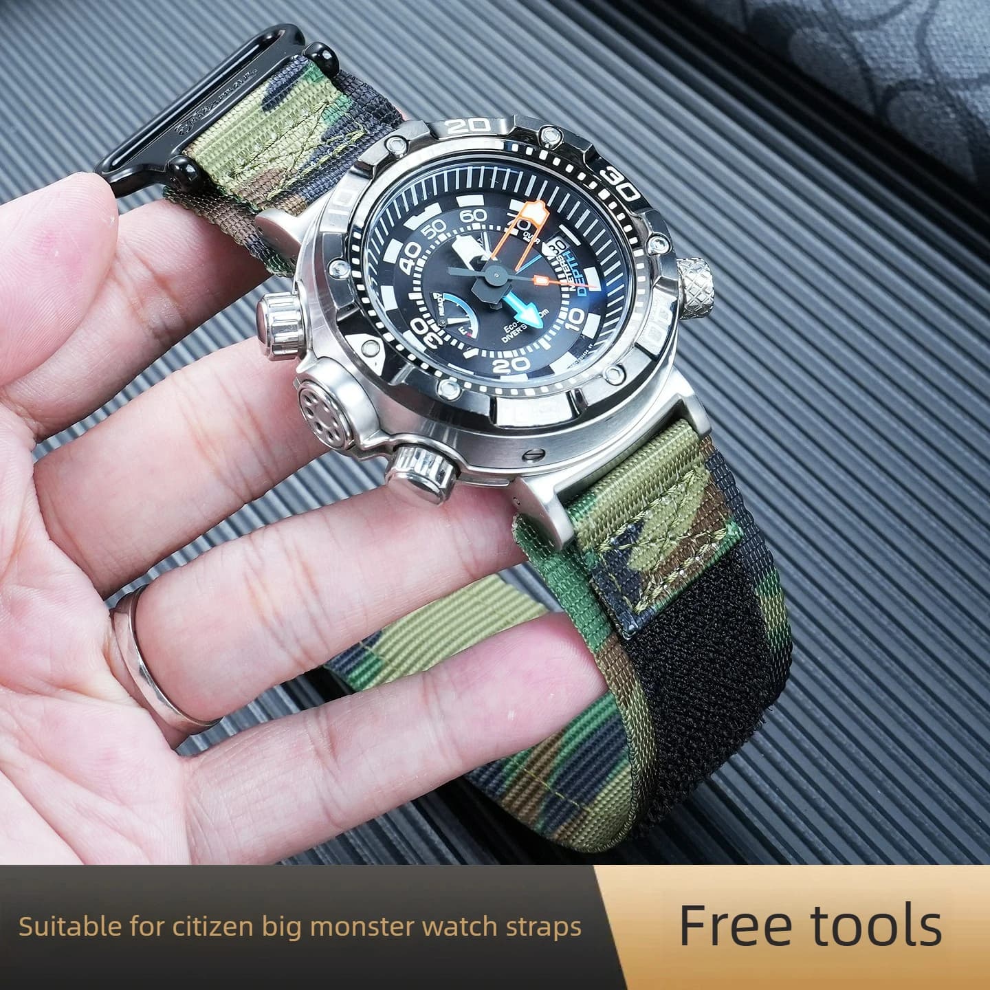 Suitable for Citizen Big Monster Modified Velcro Strap BN2021/2024/2029 Special Nylon Watch Strap