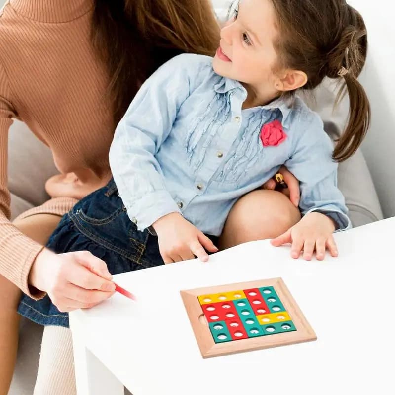 Puzzle di blocchi russi in legno Puzzle di blocchi russi Puzzle di intelligenza Rompicapo Tangram Puzzle per bambini Divertimento colorato educativo in legno