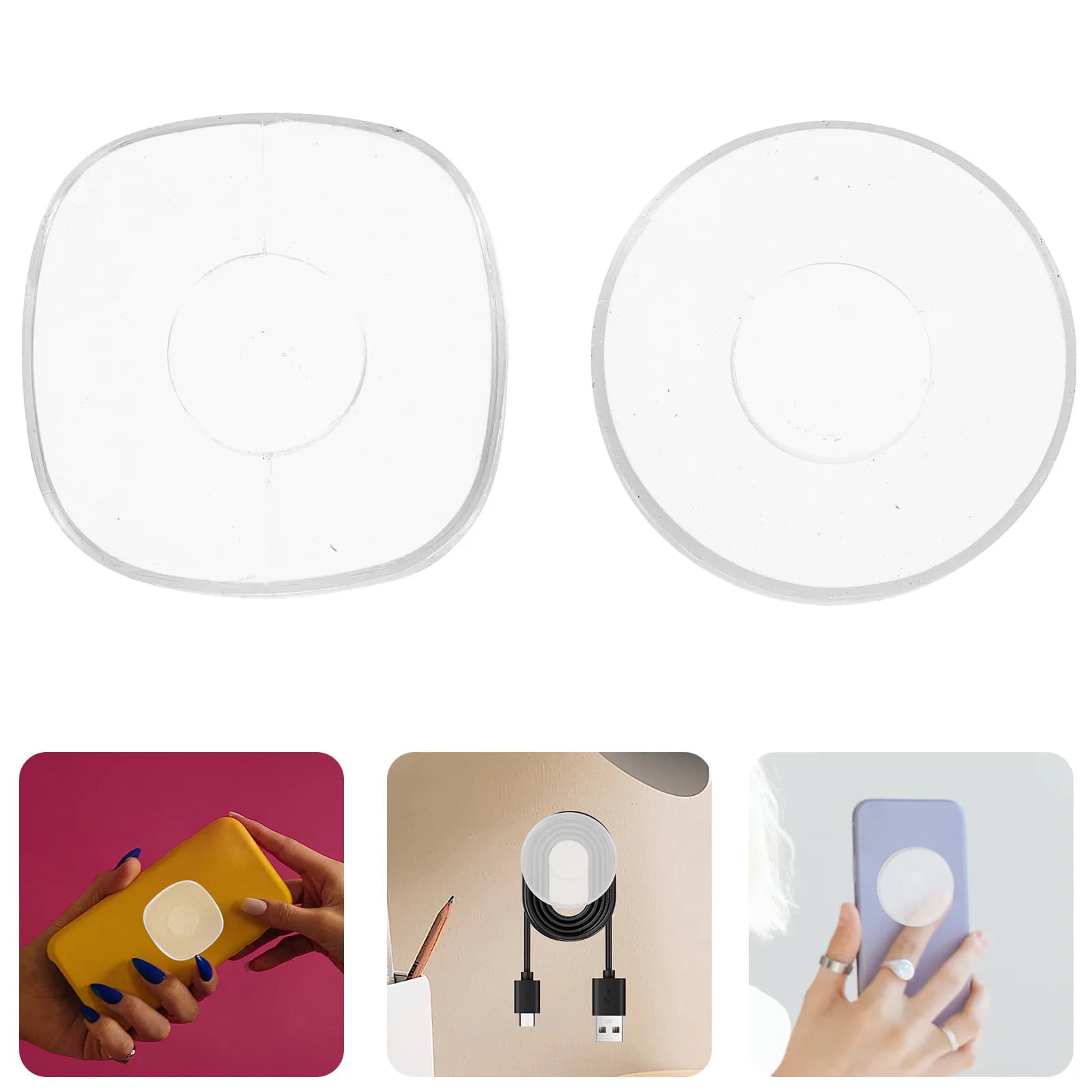 6pcs Nano Non-Slip Pad Transparent Phone Holder Glue Strong Adhesive For Glass Metal Plastic Ceramic Surface Mount Mobile Tablet