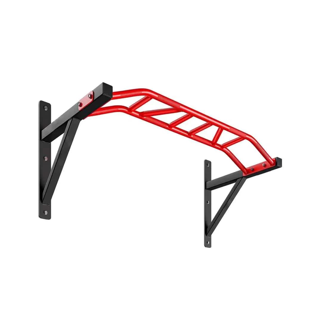Portable multifunctional horizontal bar made of durable steel for tractions and bendings, for wall hanging, for domestic use, with parallel bars.