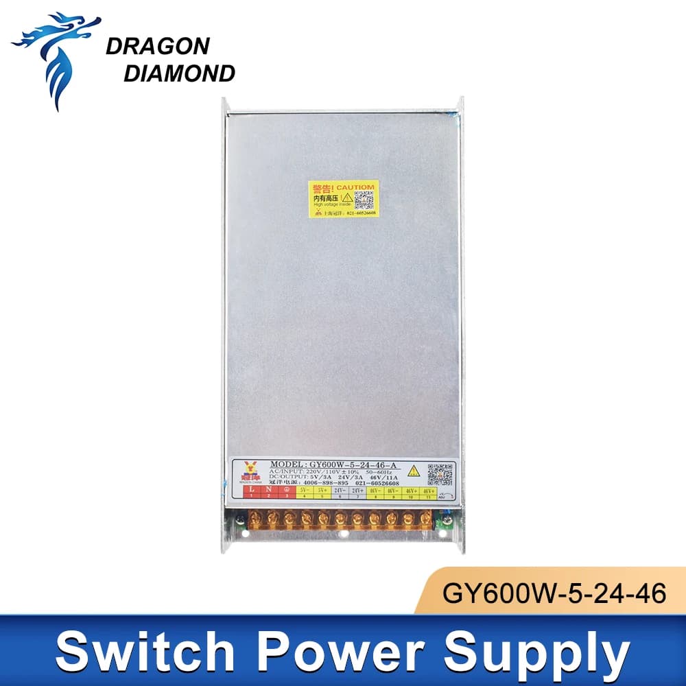 Power supply with Guanyang GY600W-5-24-46 CNC switch DC5V 3A 24V 3A 46V 11A for laser cutting and engraving machine
