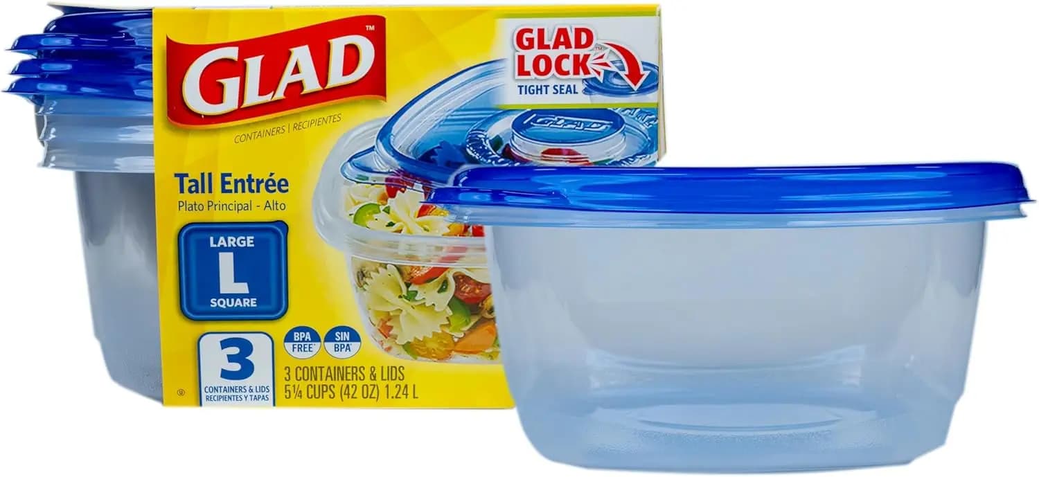 Contenitori per la preparazione dei pasti da 42 oz, alti e quadrati, con coperchi, senza BPA, adatti a microonde e lavastoviglie, confezione da 3.