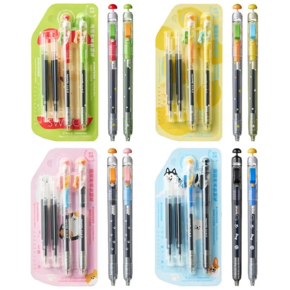 Set da 4 Penne Gel Antistress da 0,5 mm con Clicker, Scrittura Fluida, Ricariche di Ricambio Incluse - Strumento per lo Studio