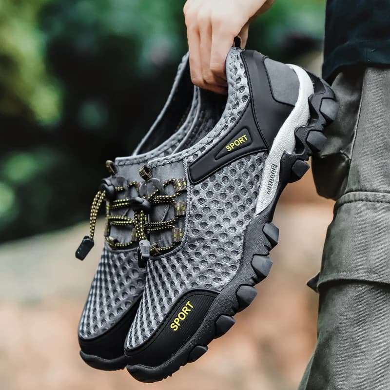 Scarpe sportive estive da uomo in rete, alla moda, da alpinismo, traspiranti, leggere, antiscivolo, per viaggi all'aperto, corsa e tempo libero