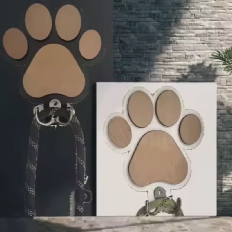 Wooden Paw Print Dog Leash Hanger Claw Design Wall Hook Coat & Collar Holder Unique Pet Gift for Dog Lovers