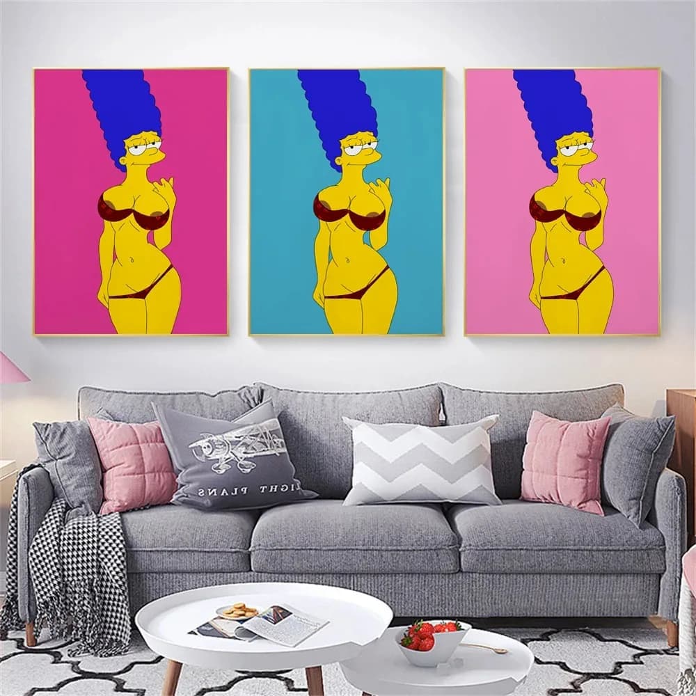 Disney Cartoon Figure Marge Simpson Poster Modern Graffiti Art Canvas Painting Pop Graffiti Wall Art stampe camera da letto Home Decor