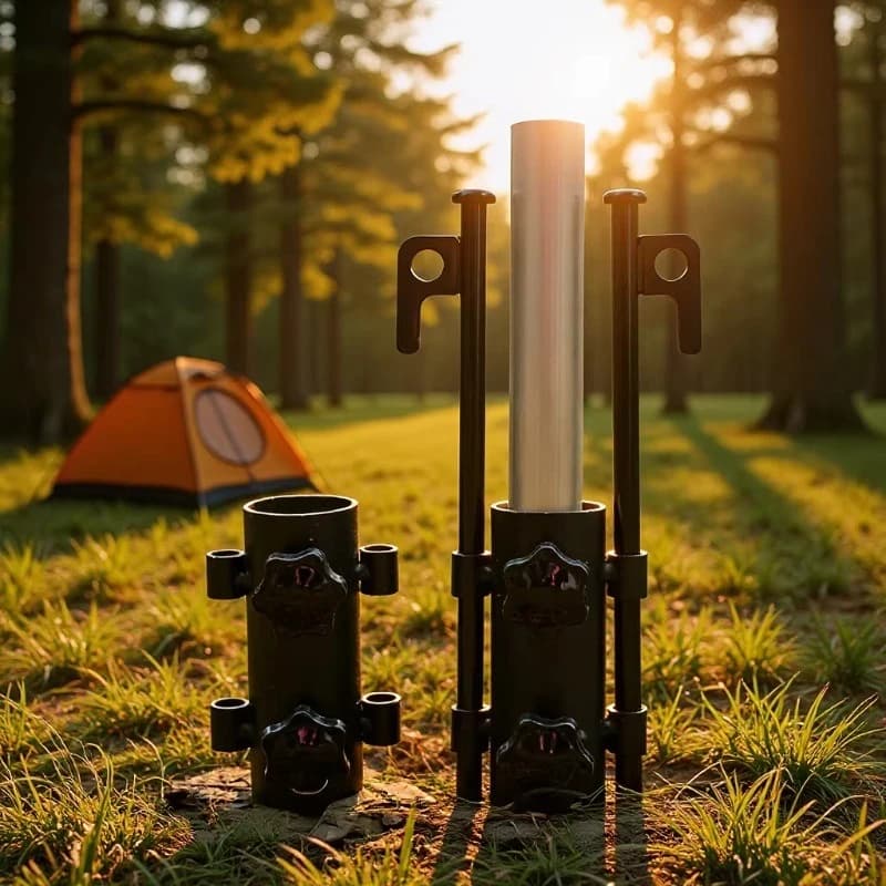 2PCS Camping Tent Rod Holders,Reinforced Windproof Awning Rod Holder, Tent Fixed Tube Pole Stand for Camping Fishing Hiking