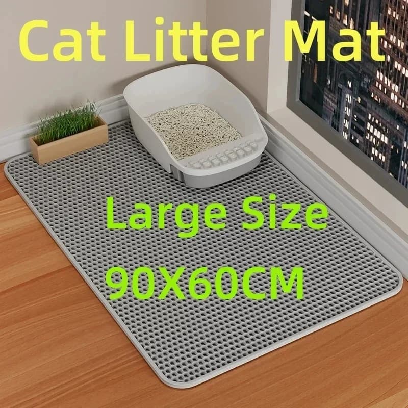 Tappetino per lettiera per gatti Jumbo 90X60CM per lettiere di grandi dimensioni Trappole impermeabili a doppio strato Lettiera Sabbia Facile da pulire Design antiscivolo