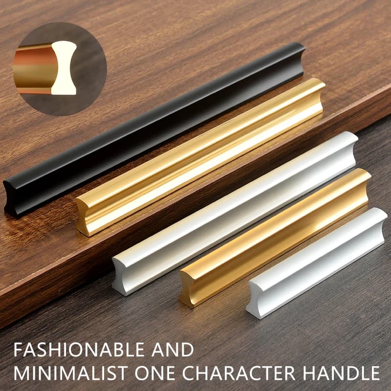 Maniglie semplici e moderne per porte dell'armadio in lega di alluminio Maniglie lunghe per guardaroba Lunghezza di 500 mm Maniglie per cassetti nere Maniglie per armadi da cucina