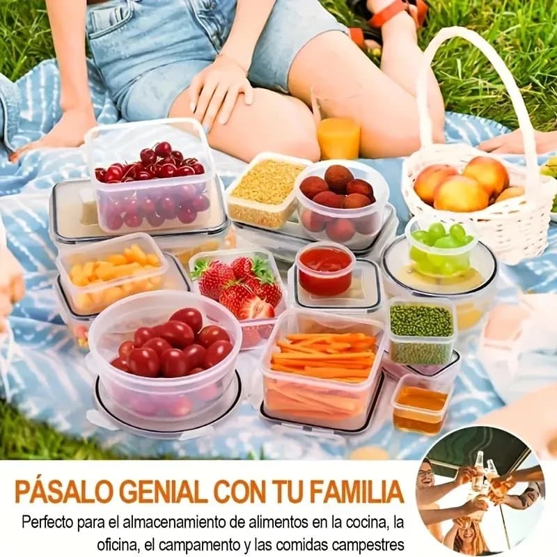 Contenitori trasparenti per la conservazione degli alimenti da cucina 12/24 - Lunch Box in plastica sicuro per microonde con coperchio + 24 etichette per lavagna per la preparazione dei pasti