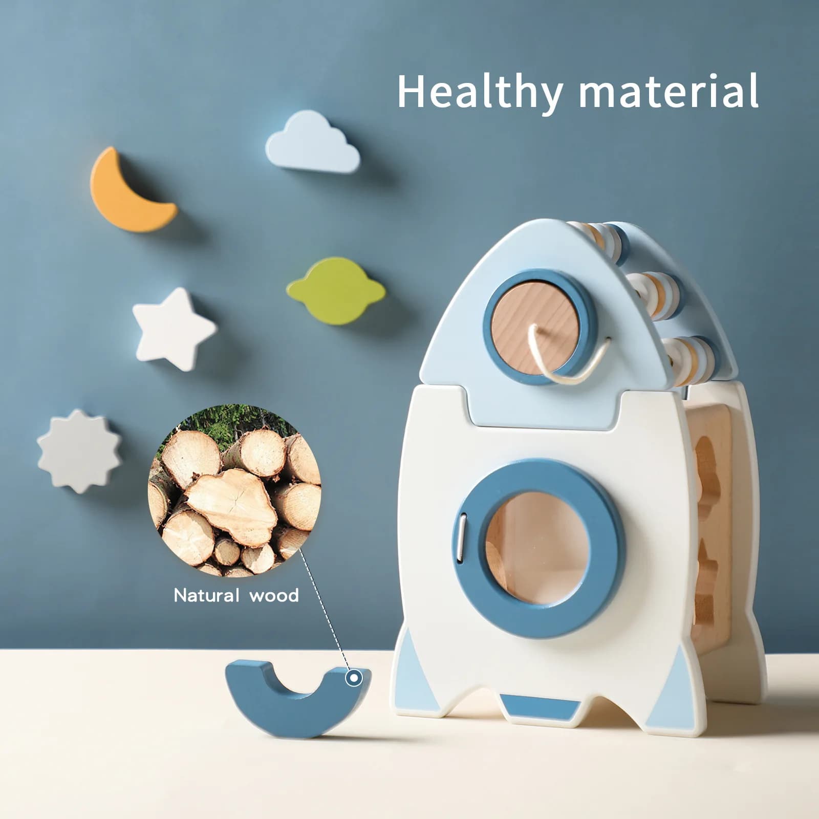 Montessori Baby Puzzle Block Toy legno Gel di silice mosaico educazione precoce Multi-funzione abaco Star Moon giocattolo cognitivo