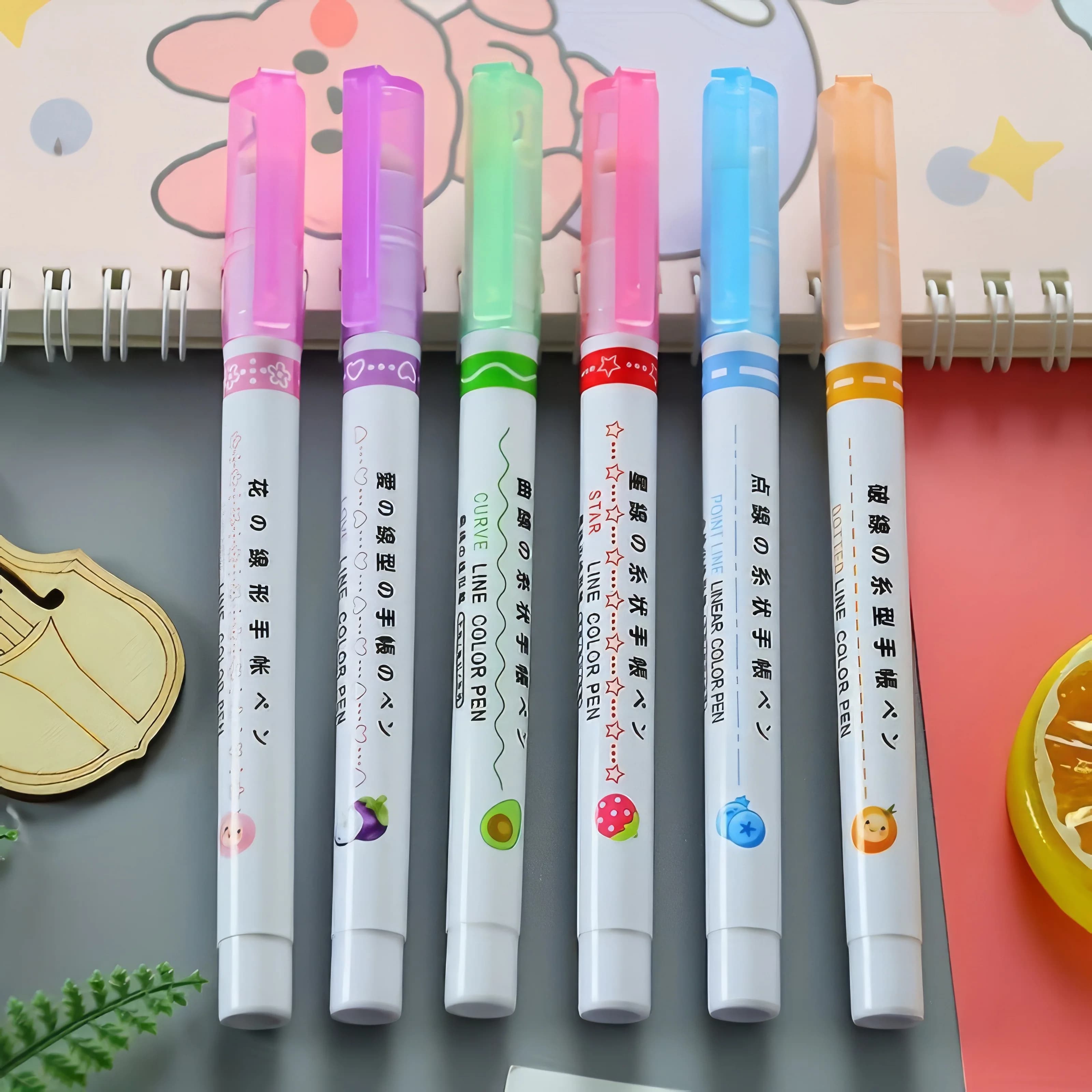Set di penne professionali per contorni artistici a 6 colori, pennarelli a punta fine per disegnare, illustrazioni e design