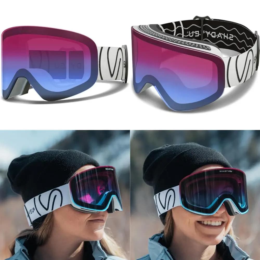 Occhiali da sci da snowboard antiappannamento con lenti intercambiabili regolabili in TPU UV400 per uomo e donna