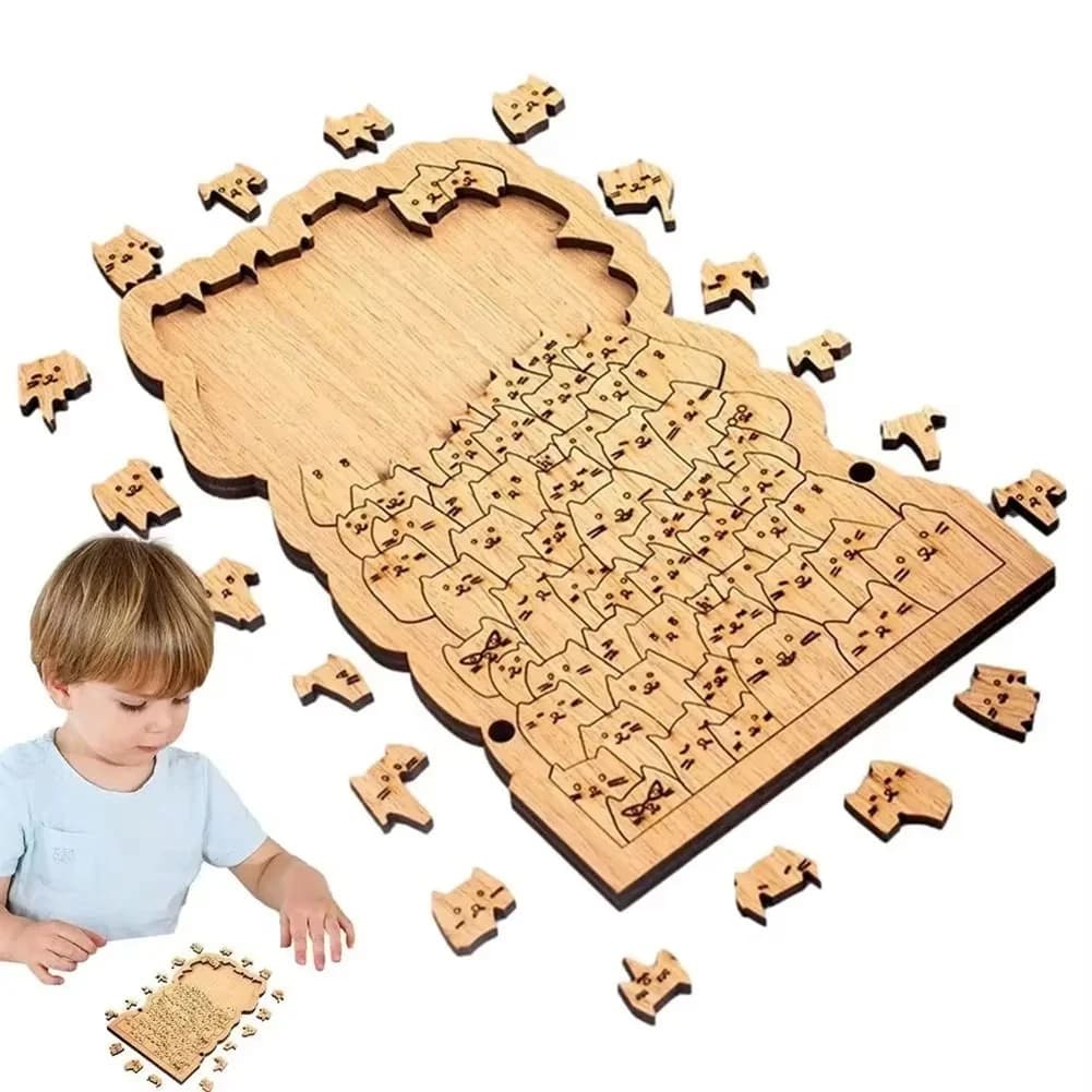 ABNL Gift Cute Hundred Cat Puzzle Cartoon Wooden Jigsaw Puzzle Funny Animal Puzzle Kids