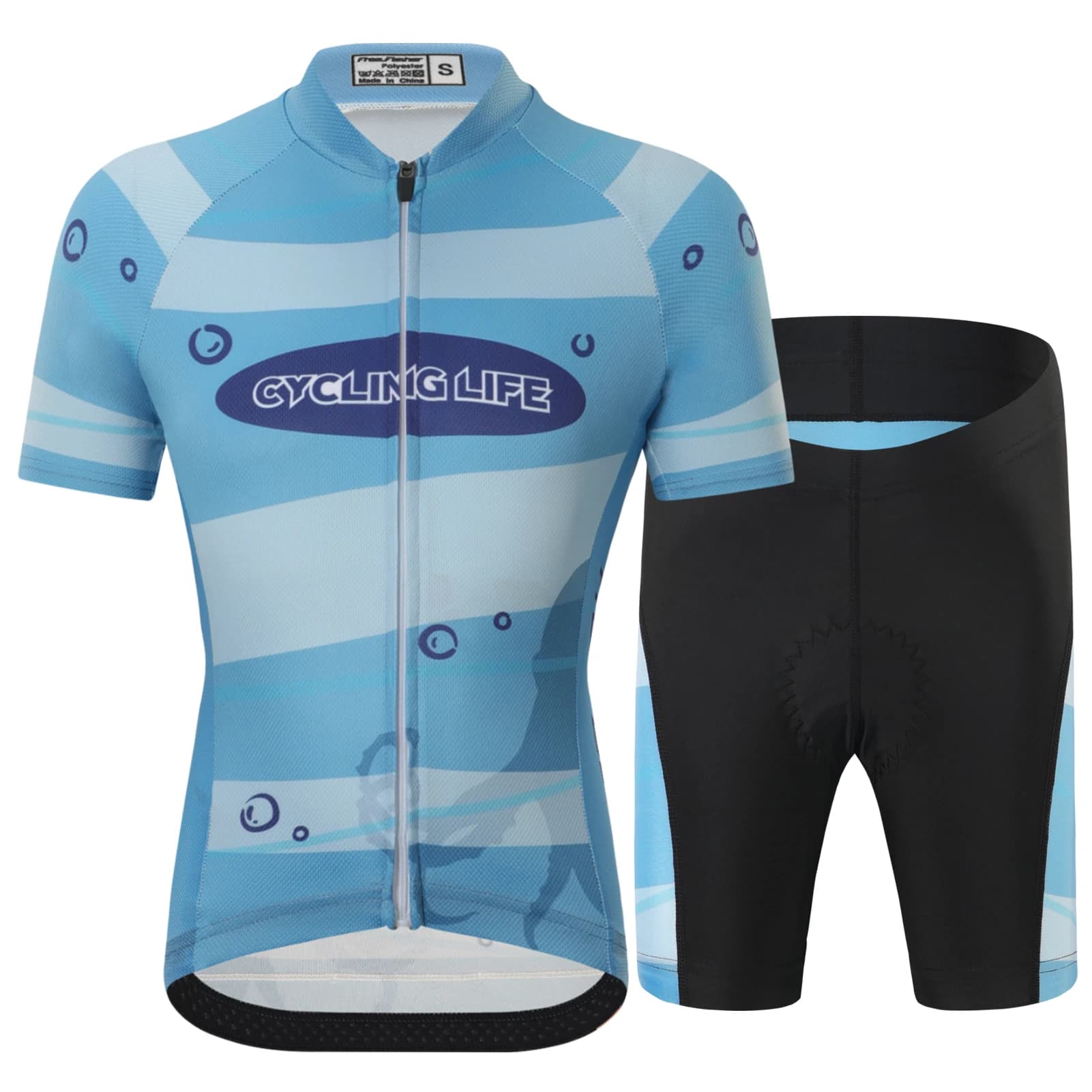 Set di pantaloncini in maglia da ciclismo per ragazze, top da ciclismo a maniche corte ad asciugatura rapida, camicie da bicicletta da strada MTB per ragazzi, tute sportive per bambini