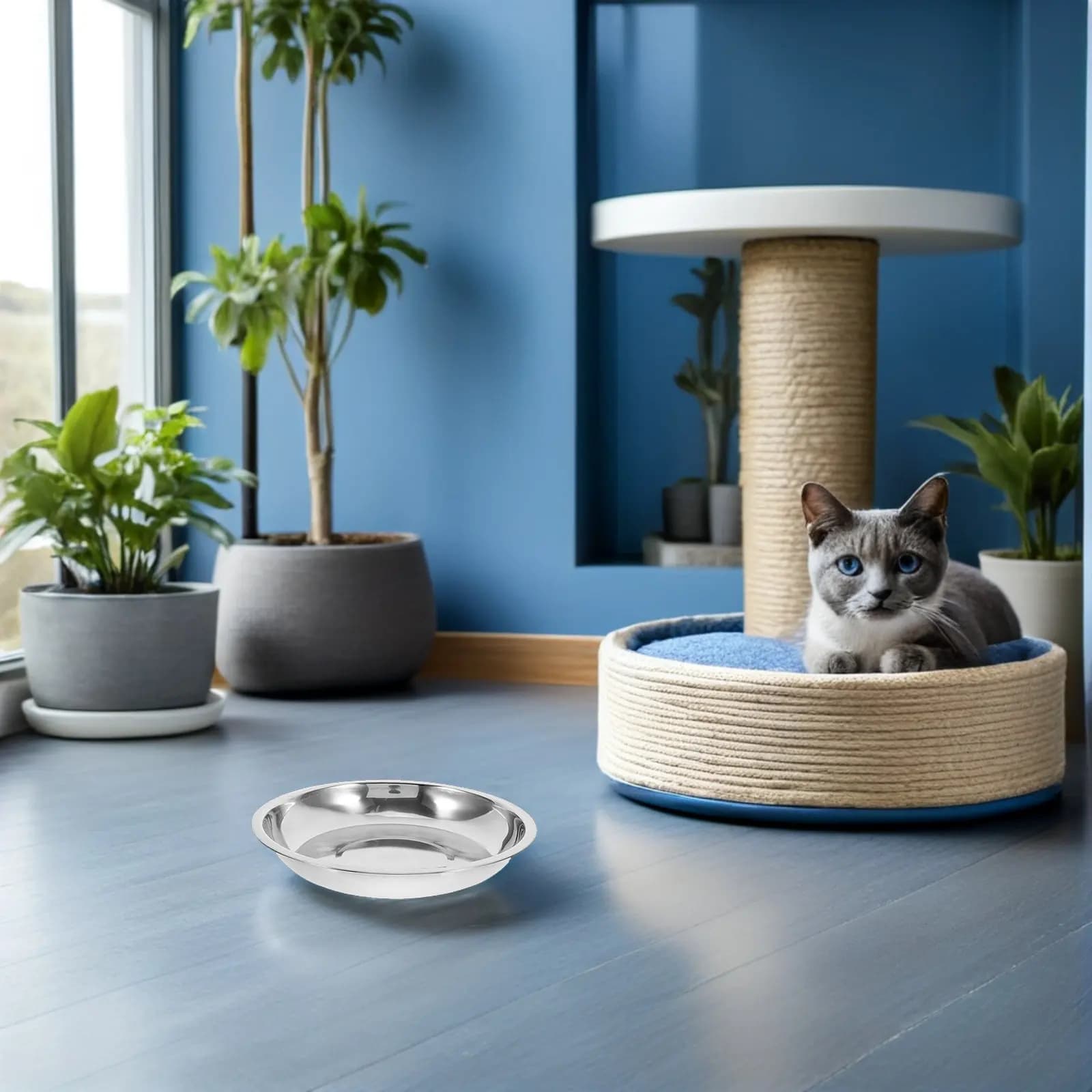 10Pcs Stainless Steel Pet Bowls Shallow Flat Cat Food Bowl Dog Water Dish Puppy Feeder Kitten Feeding Bowl Dishwasher Safe Metal
