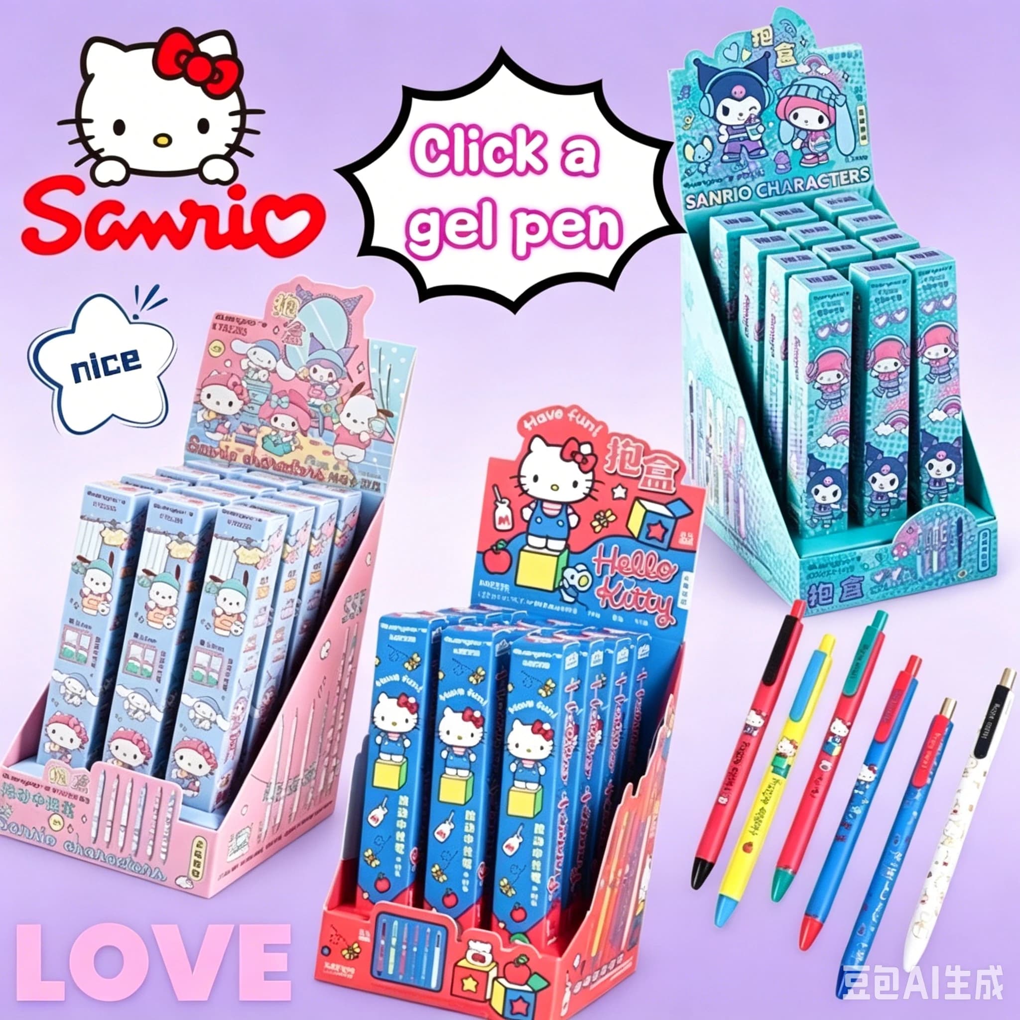 sanrio my melody hello kitty kuromi pochacco creative press gel pen cartoon cute blind box pen student writing brush special pen